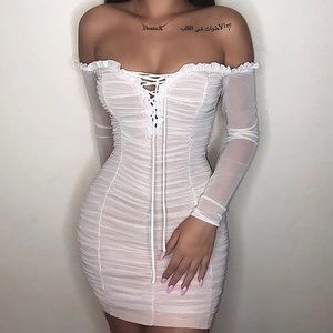White Fashion Nova Maura Mesh Dress